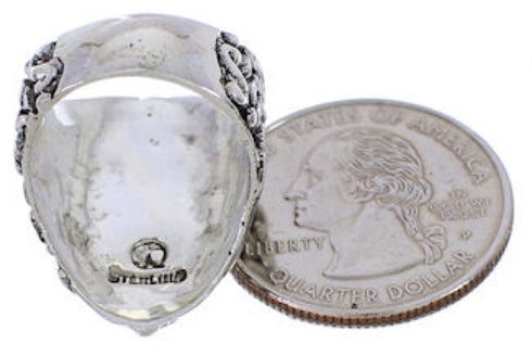 Turquoise Southwest Flower Silver Jewelry Ring Size 5-1/4 YX34236